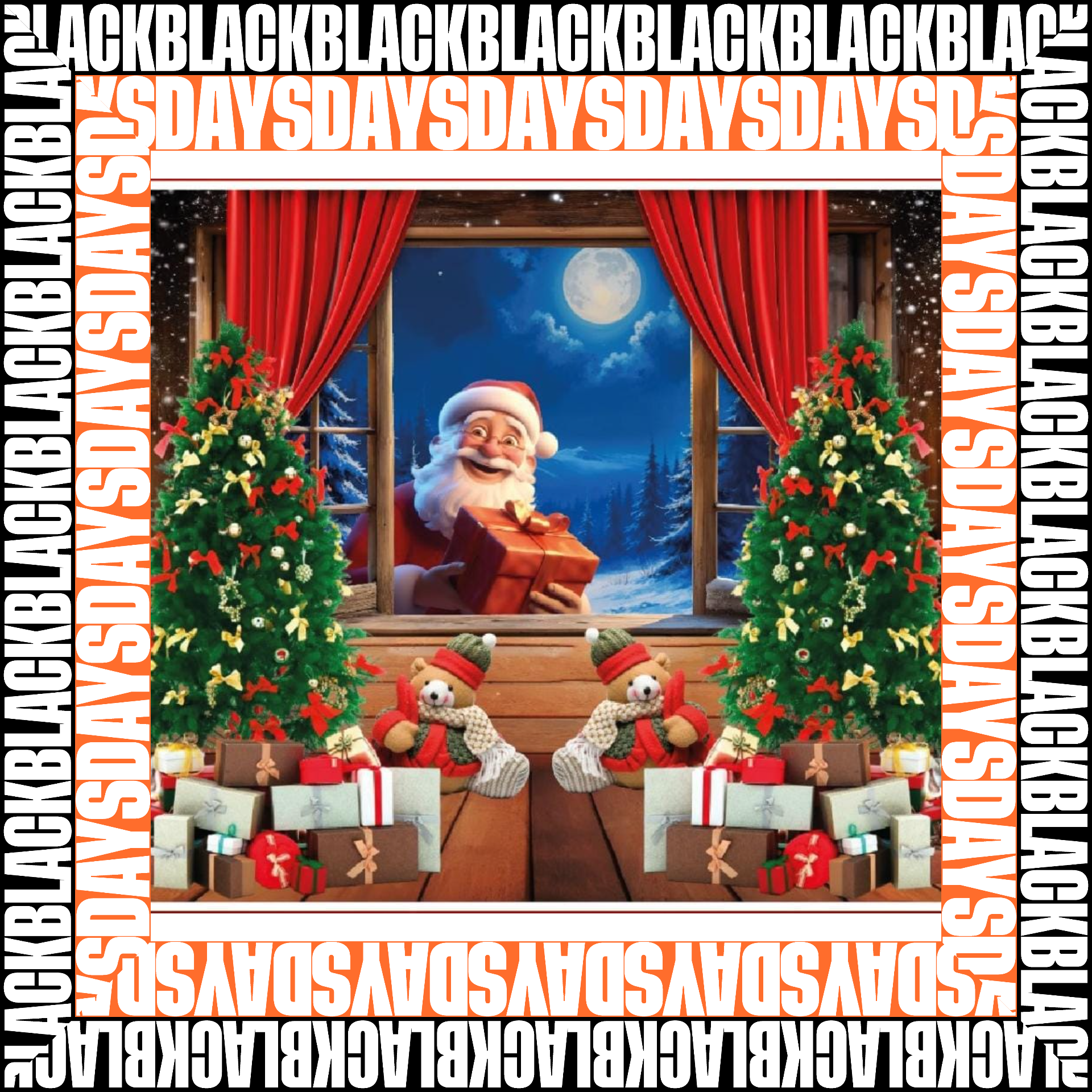 Black Friday Telón Navideño Decorativo - DISEÑO: PAPA NOEL REGALO